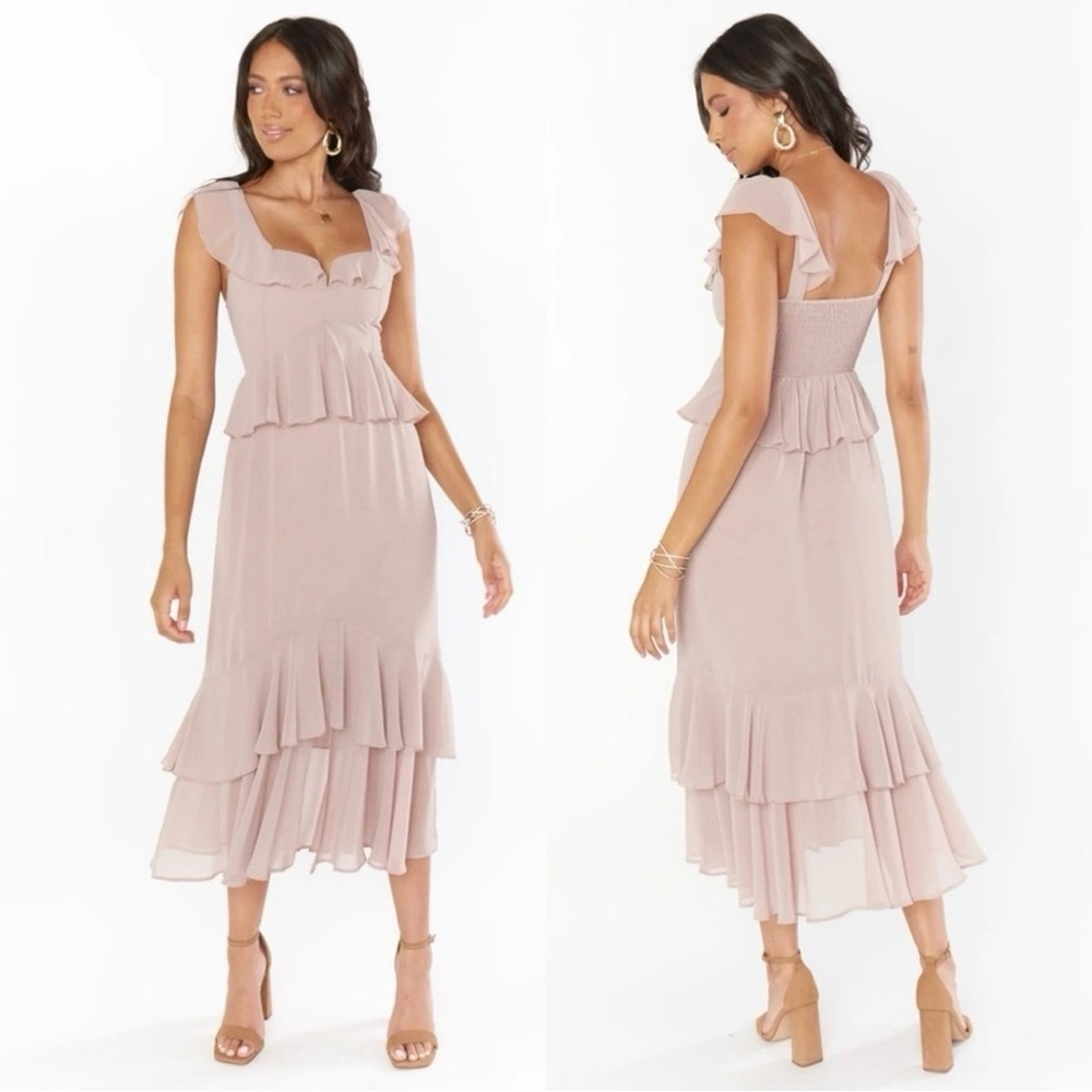 Show Me Your‎ MUMU Reese Ruffle Dress, Color Dusty Blush Crisp, Size XXS